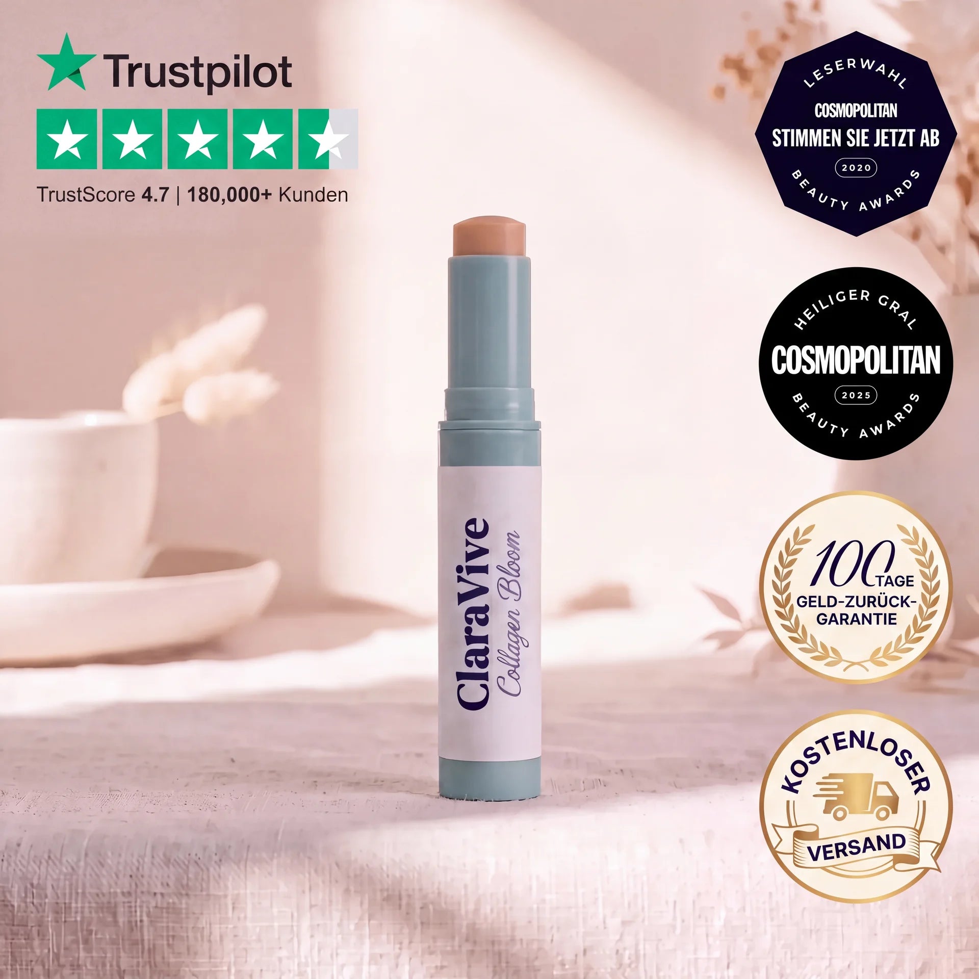 ClaraVive Collagen Bloom mit Trust-Siegeln